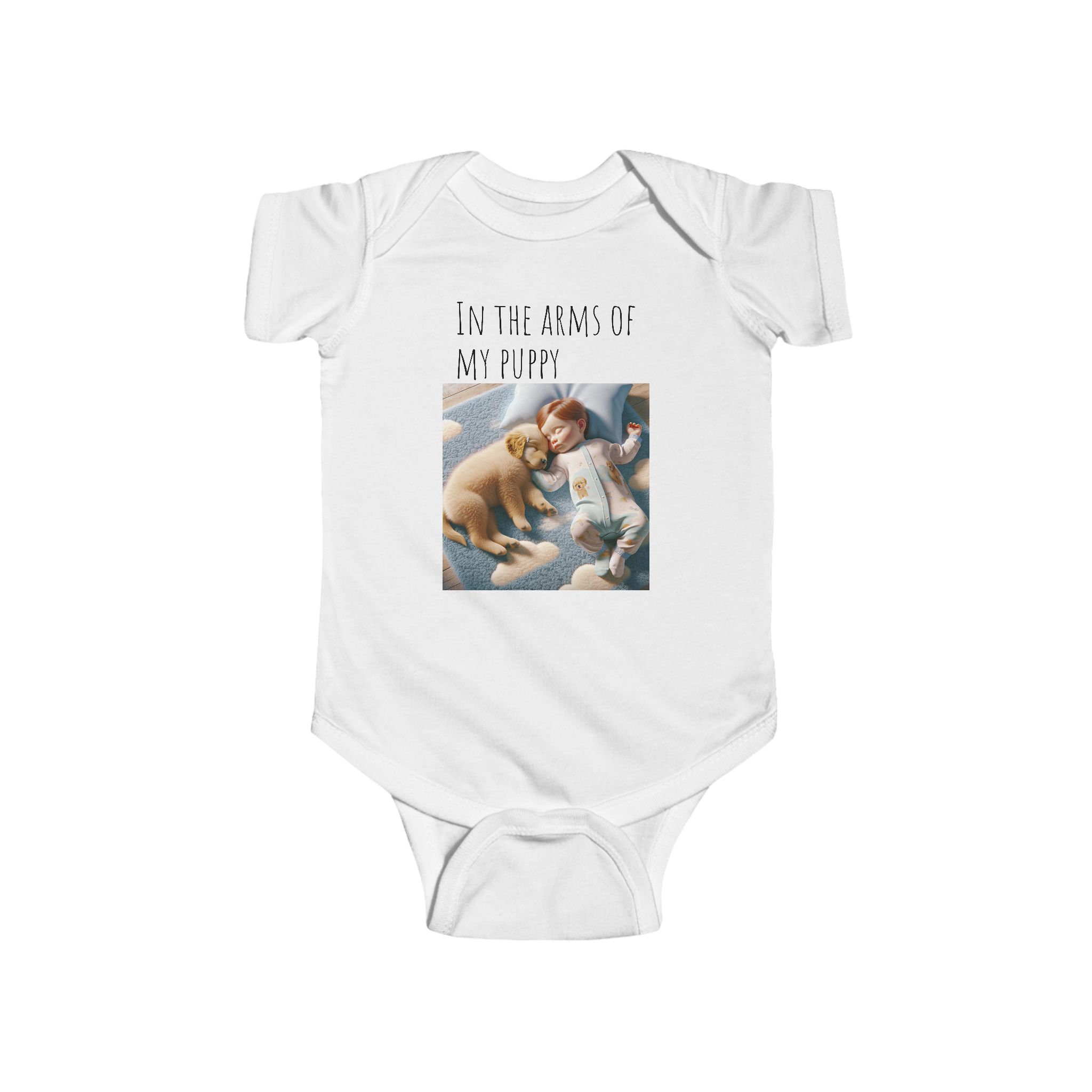 Infant Fine Jersey Bodysuit | "In the Arms of a Puppy" Infant Onesie – Cuteness Wrapped in Comfort!